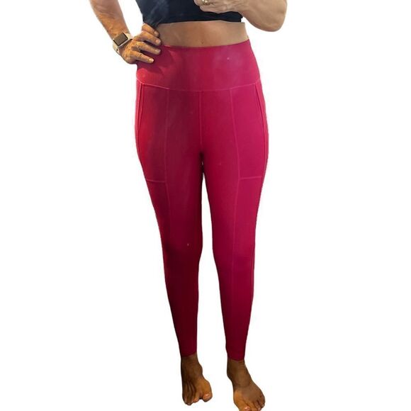 NEW Free People Movement Pink Texture Side Pockets High Rise Leggings.Size M - Picture 1 of 15